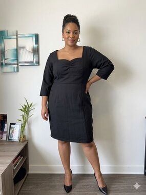 ELOQUII Black Sweetheart Sheath Dress – 3/4 Sleeve – Plus Size 24